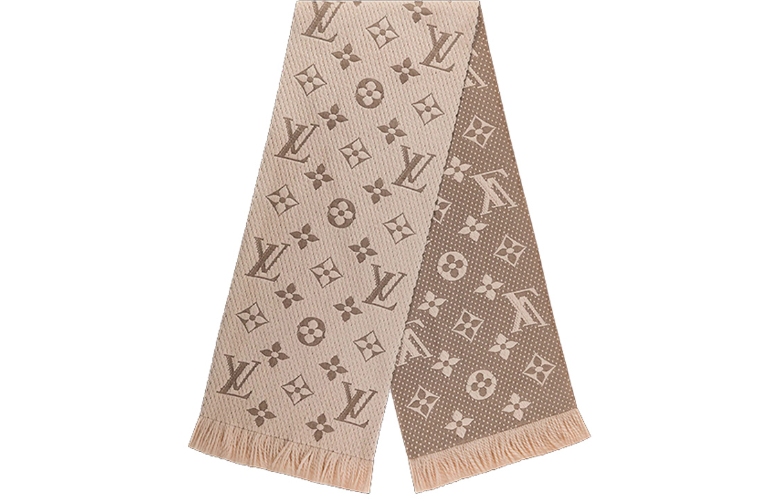 LOUIS VUITTON Logomania Classic Monogram Cashmere Scarf Khaki. M77373