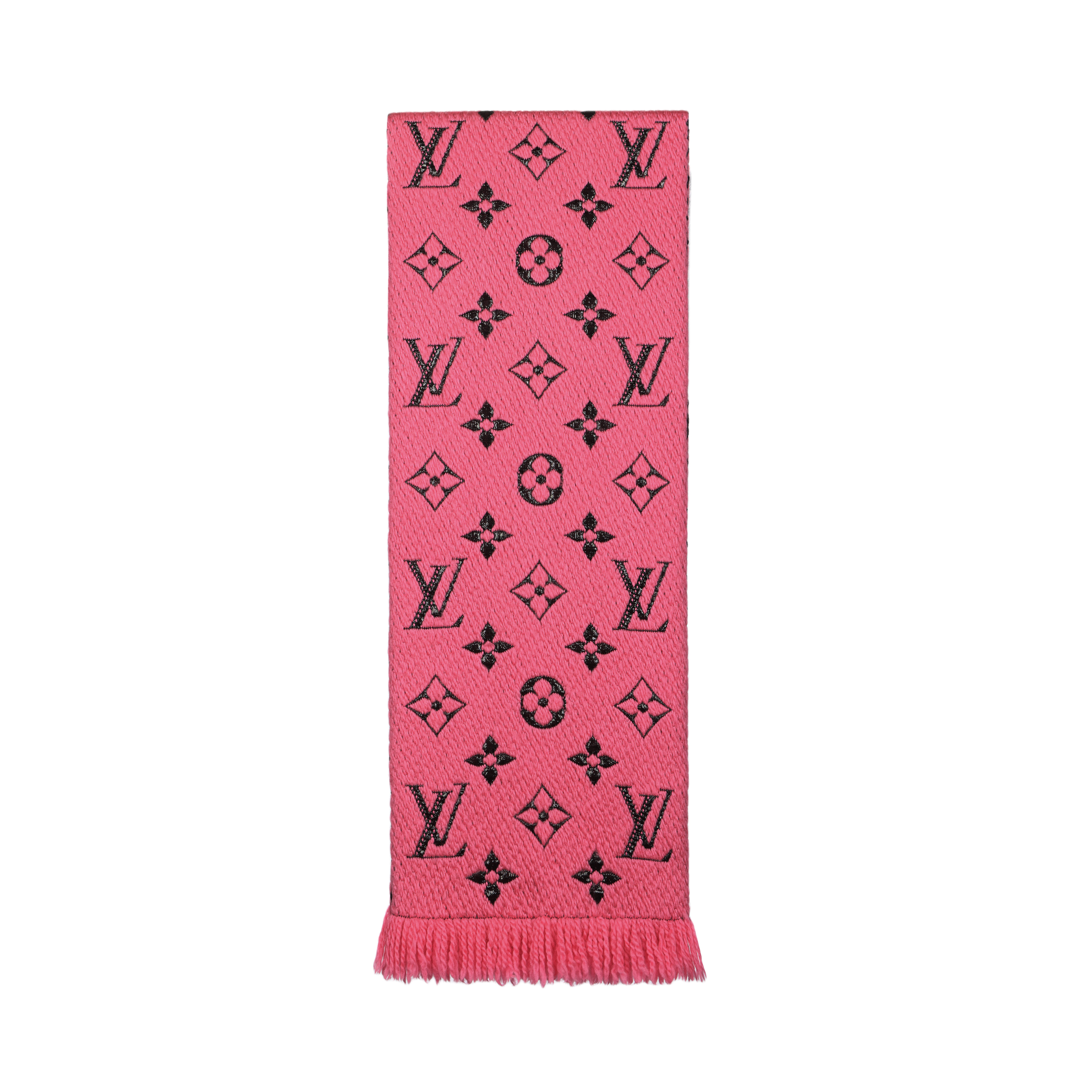 Louis Vuitton Logomania Shine Dual Sided Wool Scarf Unisex Pop Red M76070