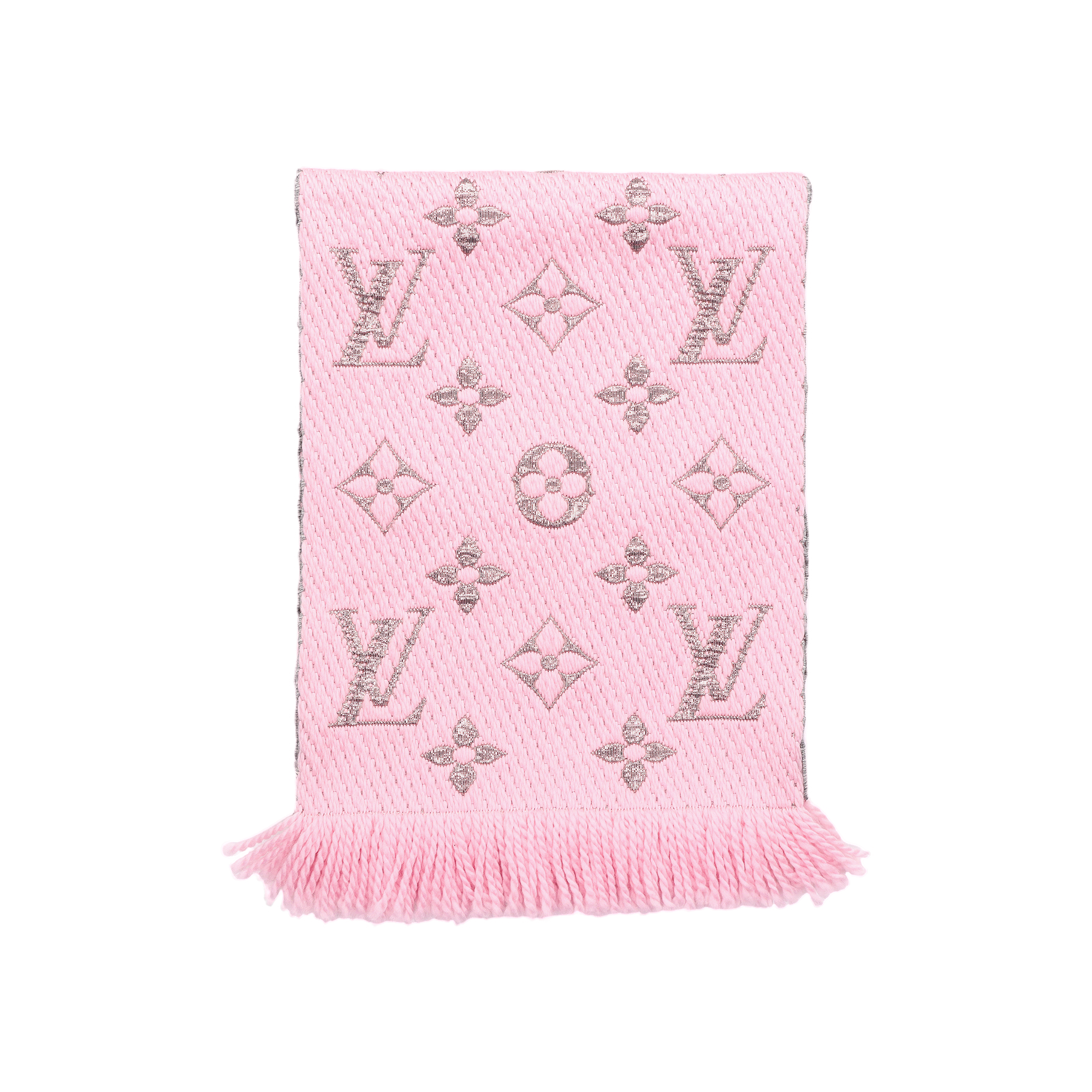 LOUIS VUITTON Logomania Shine Silk-Blend Scarf Unisex Ballet Pink M70466