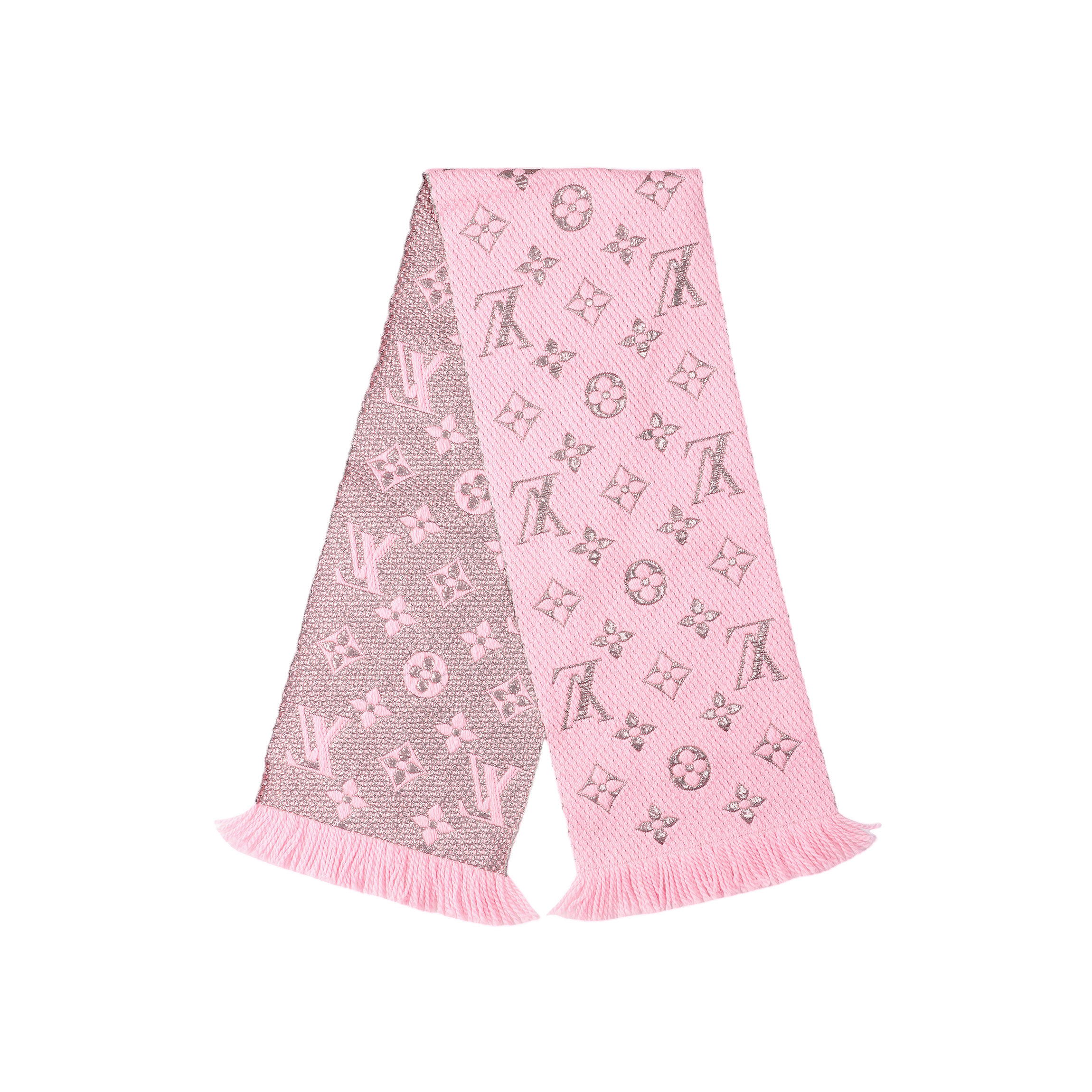 LOUIS VUITTON Logomania Shine Silk-Blend Scarf Unisex Ballet Pink M70466 圖 3