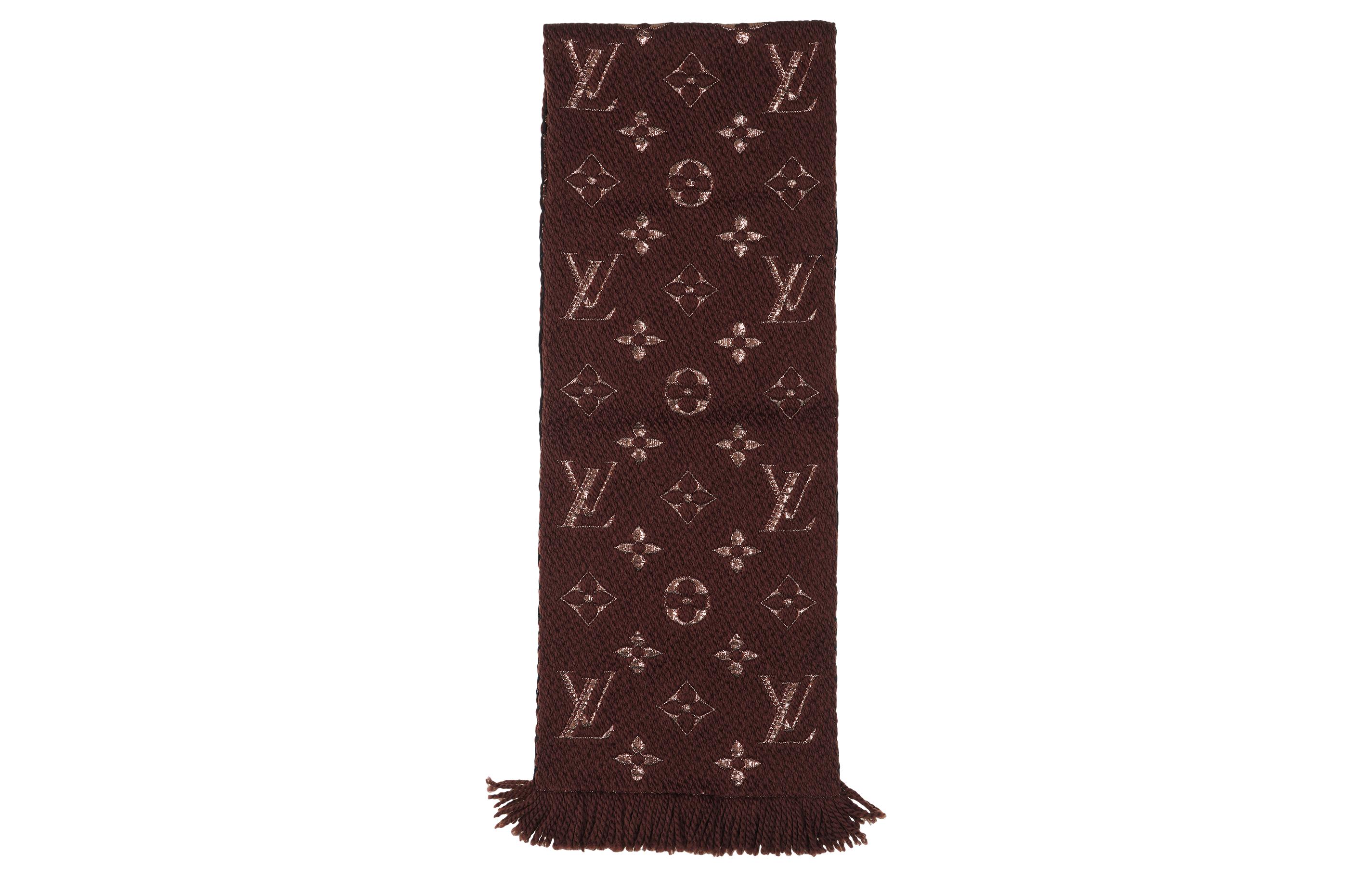 Louis Vuitton Logomania Shine Unisex Scarf in Wool and Silk - Maroon M71383 圖 3