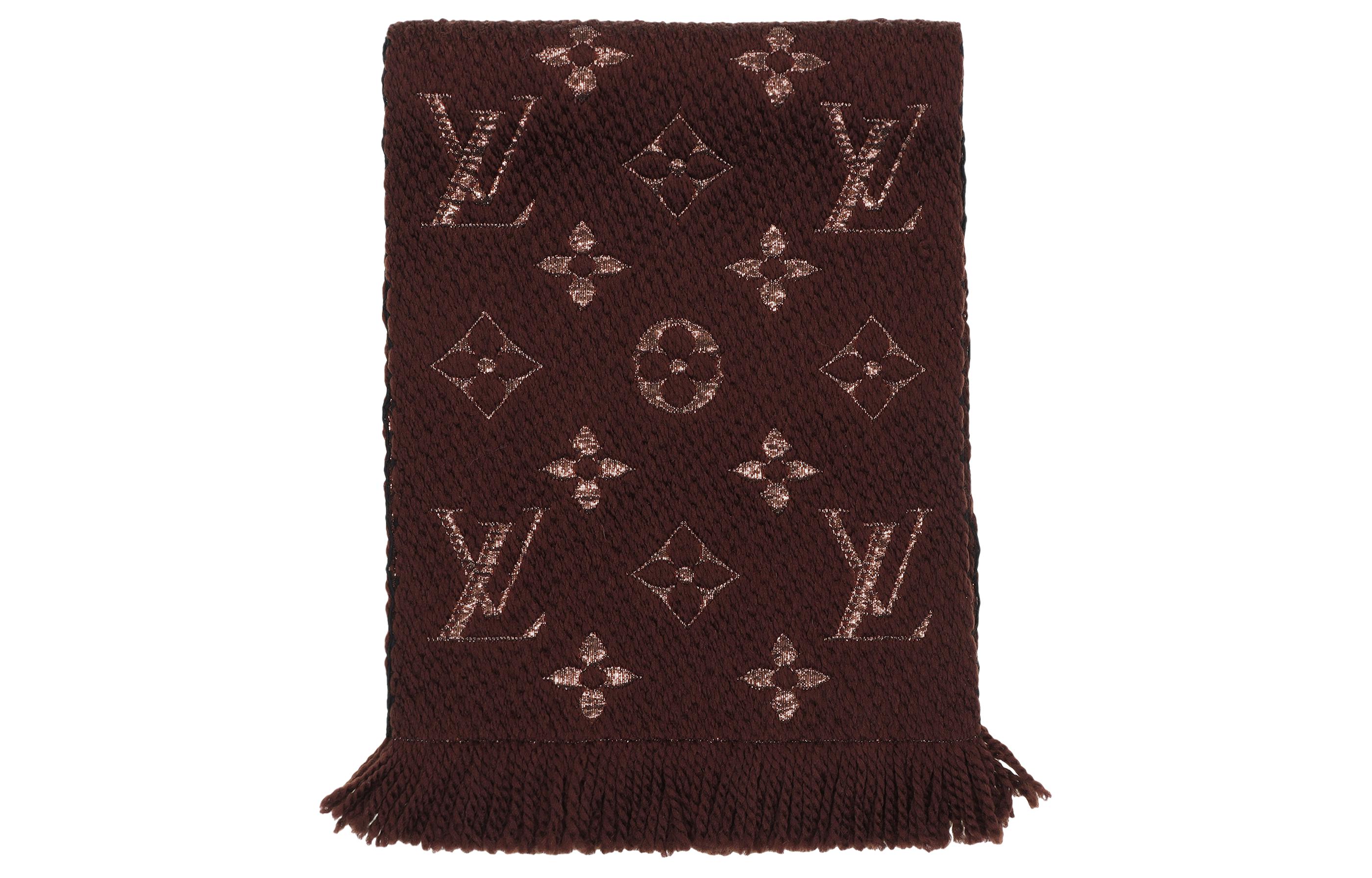 Louis Vuitton Logomania Shine Unisex Scarf in Wool and Silk - Maroon M71383 圖 4