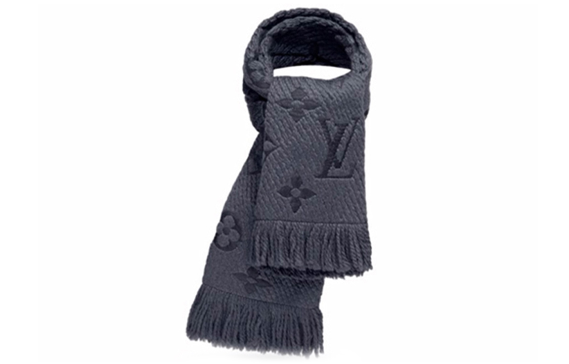 Louis Vuitton Logomania Wool Scarf Unisex Couple Grey Black M72431 圖 2