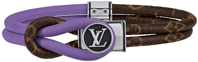 LOUIS VUITTON Loop It Monogram Engraved Bracelet Purple/Brown Accessory M8092D M8092E LOUIS VUITTON Loop It Monogram Engraved Bracelet Purple/Brown Accessory M8092D M8092E