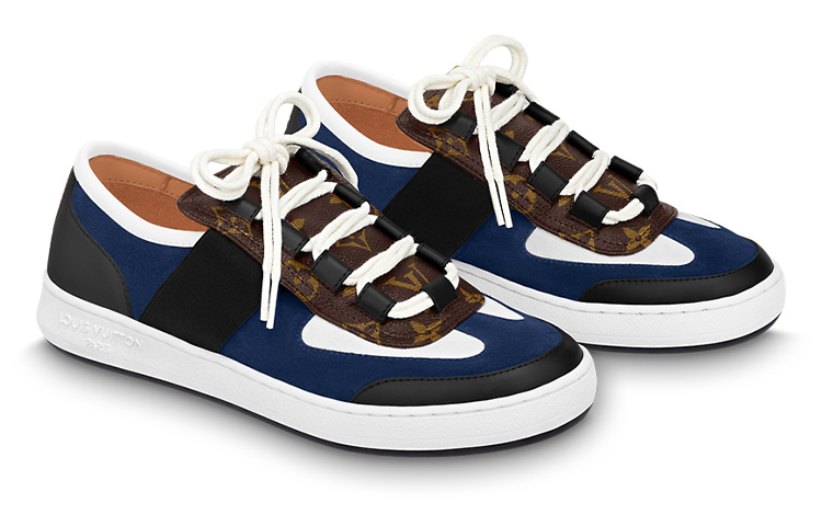 Order Louis Vuitton Lous Sneakers 'Biru Hitam dengan Monogram Coklat' 1ABIIU