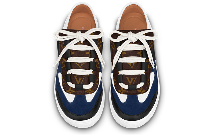 Shop Louis Vuitton Lous Sneakers 'Biru Hitam dengan Monogram Coklat' 1ABIIU