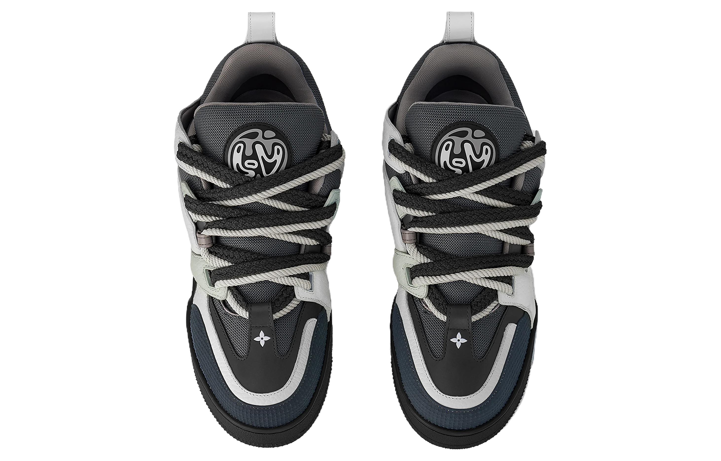 Shop 루이비통 브라운화이트 로우탑 레이스업 스니커즈 9PGCO5