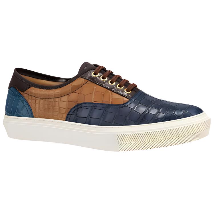 Order Louis Vuitton Sepatu Sneakers Rendah 'Biru Coklat' 1A4I89