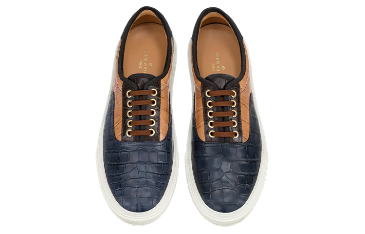 Shop Louis Vuitton Sepatu Sneakers Rendah 'Biru Coklat' 1A4I89