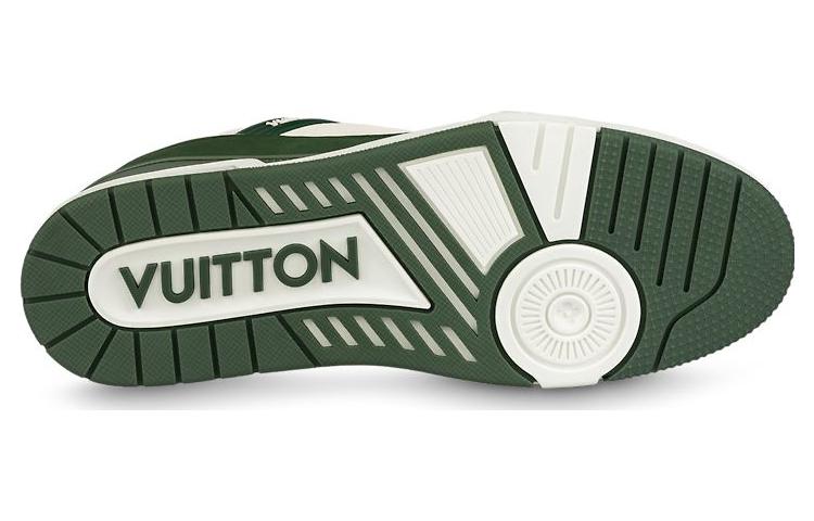 Shop LOUIS VUITTON 牛皮 舒適百搭 低筒 板鞋 男款 綠色