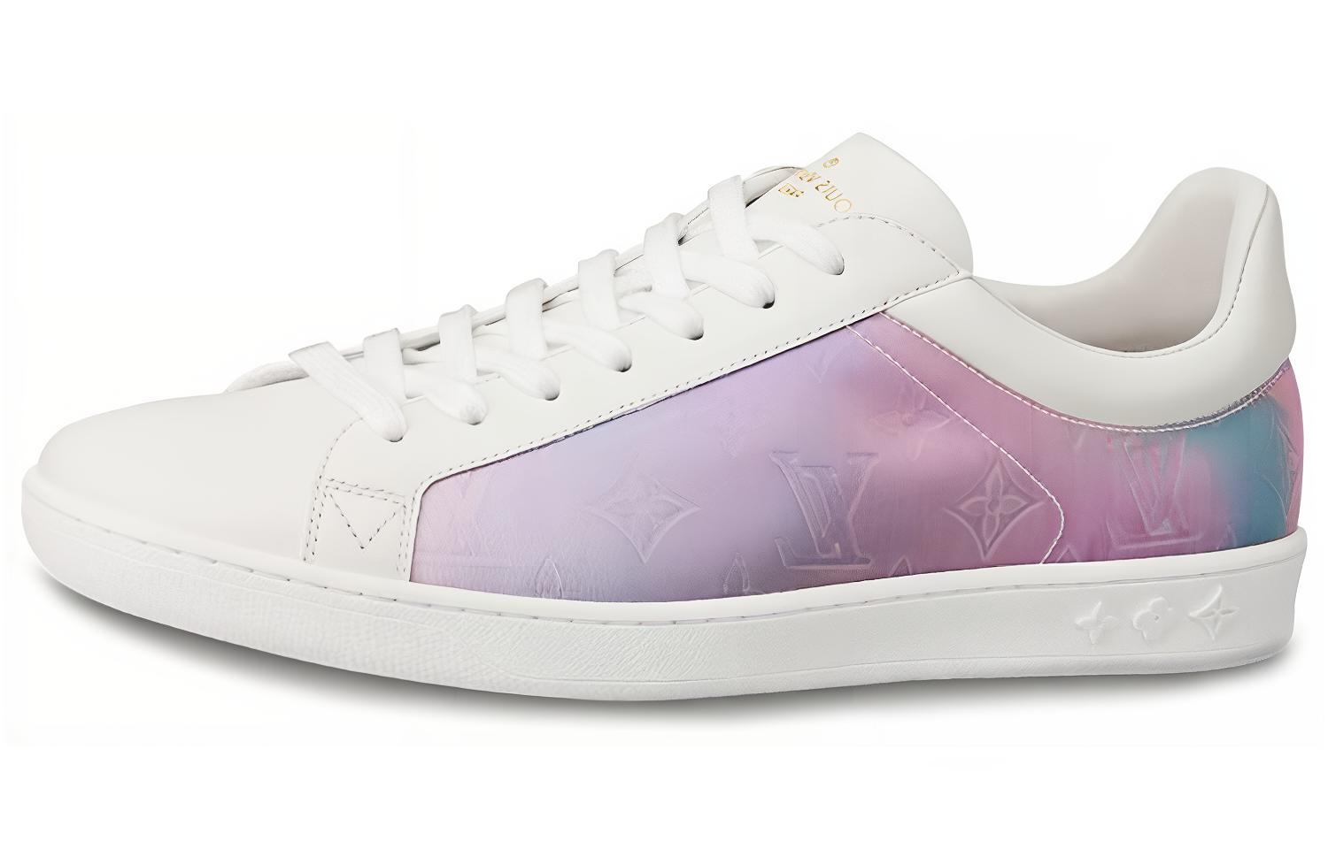 Buy Louis Vuitton 路易威登 Luxembourg  Monogram 彩虹色織物 小牛皮 運動鞋 粉白