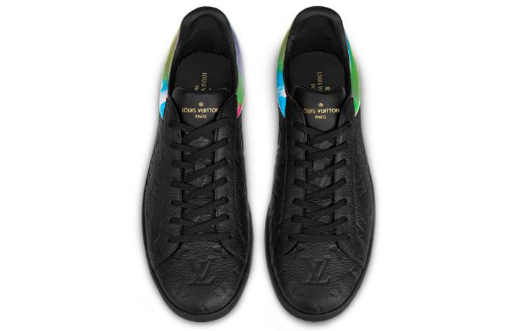 Shop 路易威登 Luxembourg 織物 壓紋顆粒小牛皮 彩虹運動 流行板鞋 男款 黑色
