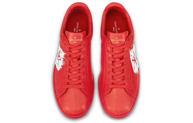 Purchase 路易威登 Luxembourg 款平紋小牛皮運動鞋（紅色）
