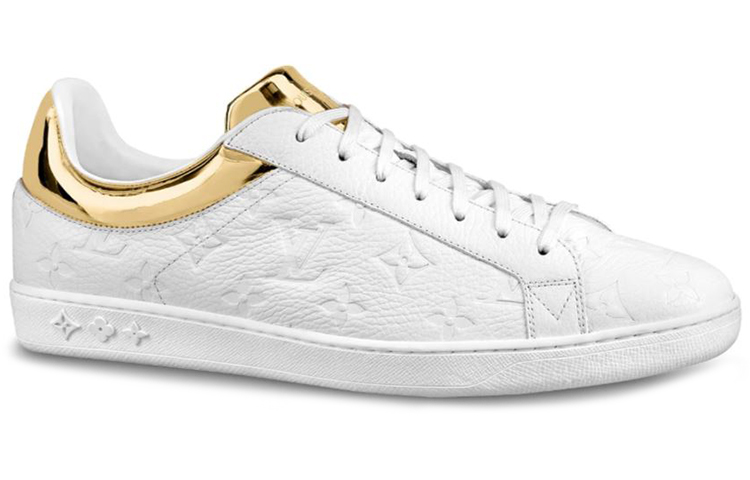 Order Sneakers Louis Vuitton Luxembourg ''Bianco Logo Monogram con Colletto Oro'' 1A80YG