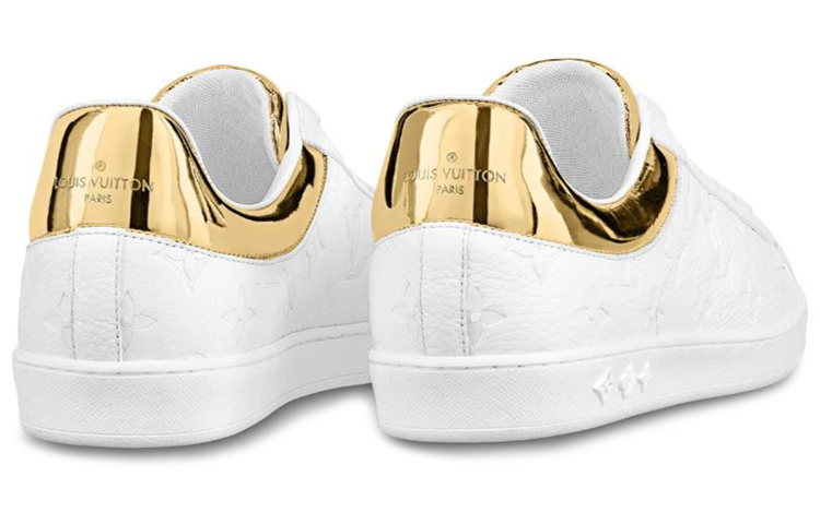 Lookbook Sneakers Louis Vuitton Luxembourg ''Bianco Logo Monogram con Colletto Oro'' 1A80YG