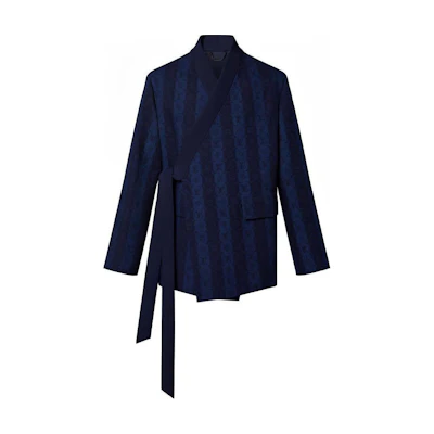 Louis Vuitton LV2 SS22 Asymmetrical Monogram Suit Jacket Navy Blue 1A9K24