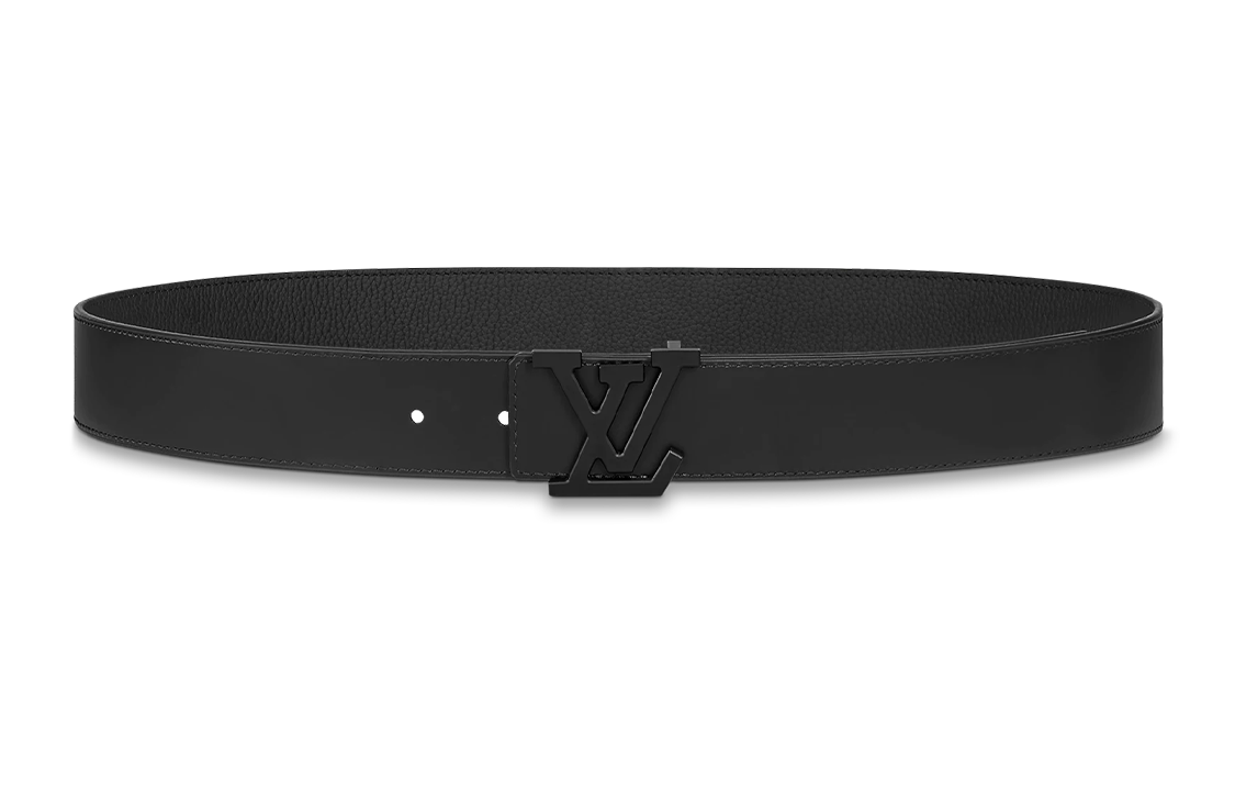 LOUIS VUITTON LV Aerogram Smooth Buckle Leather Belt Black 3.5cm M0425