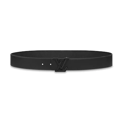 LOUIS VUITTON LV Aerogram Smooth Buckle Leather Belt Black 3.5cm M0425