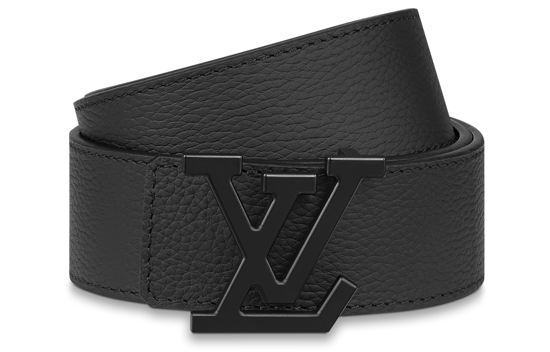 Shop Cinturón de Cuero Negro LOUIS VUITTON LV Aerogram con Hebilla Lisa 3.5cm. M0425
