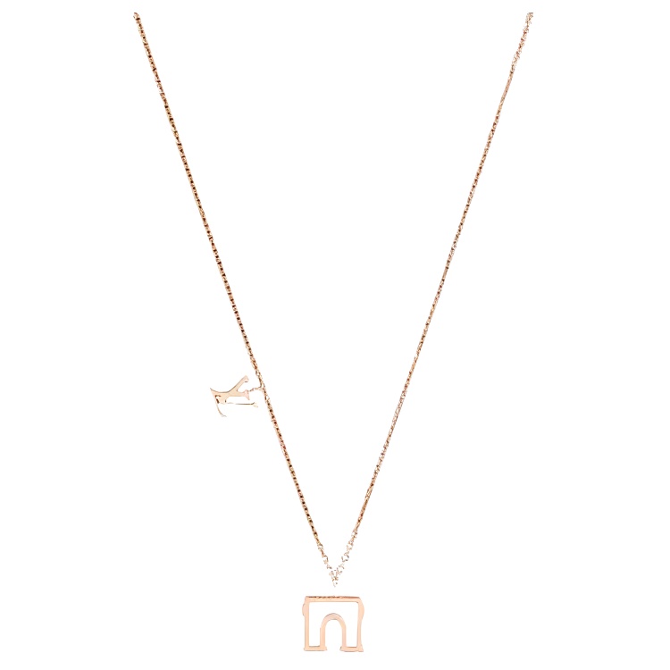 LOUIS VUITTON LV Arc de Triomphe Metallic Necklace Unisex Couple Design M00524