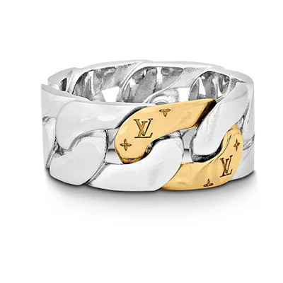 LOUIS VUITTON LV Chain Links Patches Metal Ring for Men Silver/Gold M69465/6
