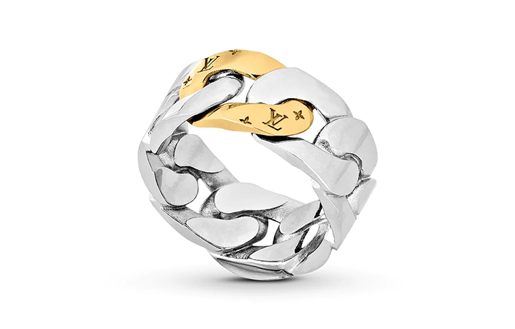 Lookbook 路易威登 LV 鏈條拼接男士金屬戒指 銀色/金色 M69465/6