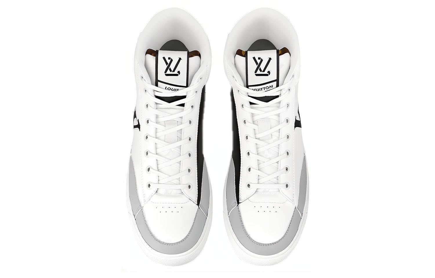 Lookbook 路易威登 LV Charlie 白色黑灰侧标后置花纹中帮运动鞋 1A9JMP