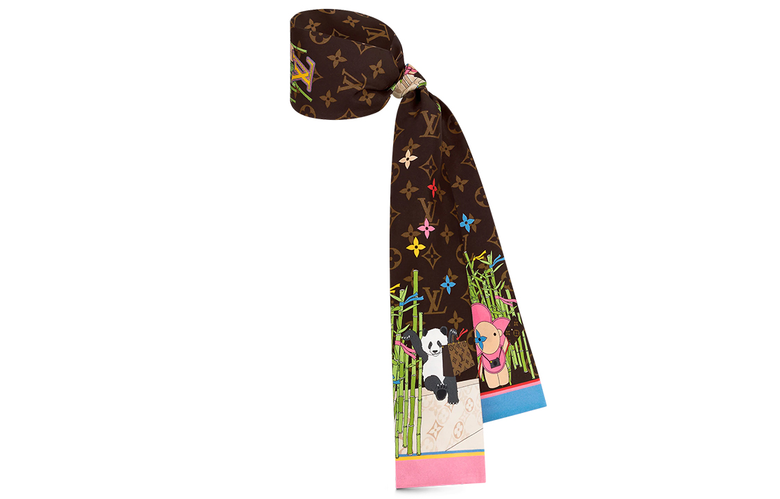 Louis Vuitton LV Christmas Series China Xmas Brown Silk Headband/Scarf. M00492 圖 3