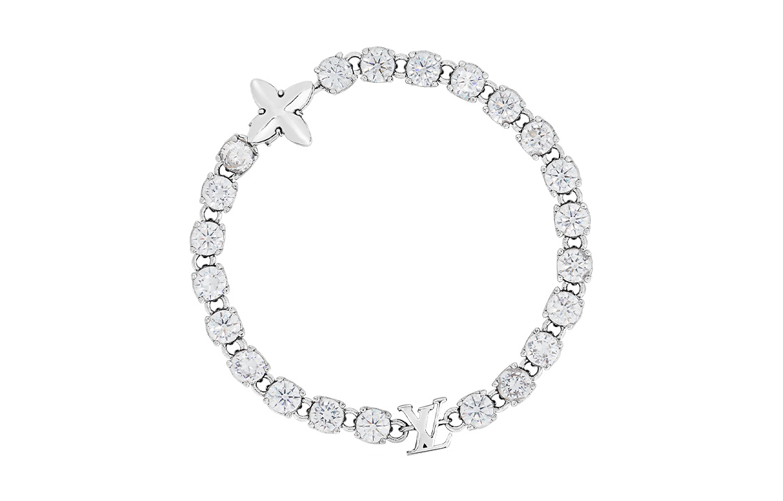 Order Louis Vuitton Gelang Pria LV Crystals Perak Logam. MP3355 MP3356