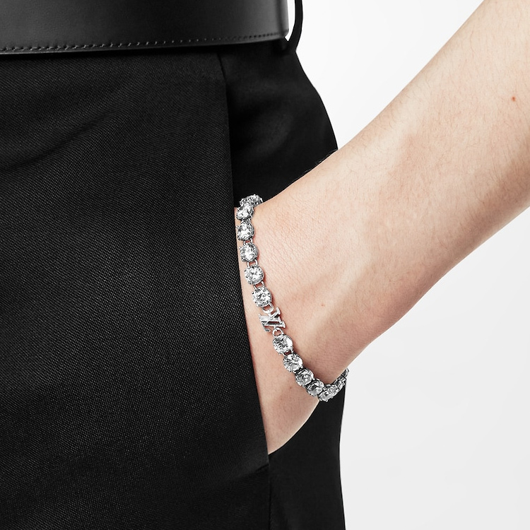 Purchase Louis Vuitton Gelang Pria LV Crystals Perak Logam. MP3355 MP3356