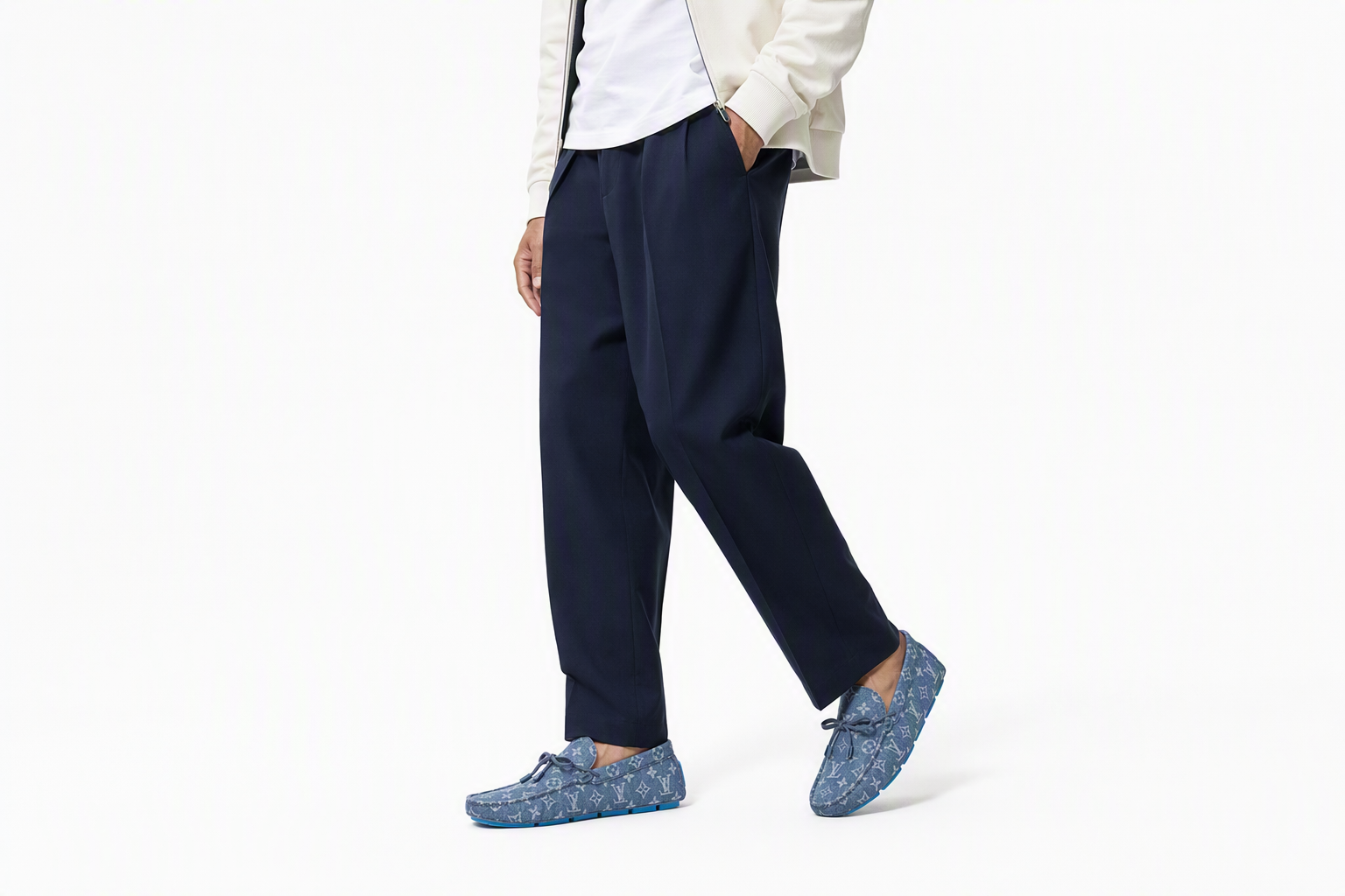 Order Louis Vuitton LV Driver Moccasin Shoes 'Blue Denim Monogram with Blue' 1ABF63