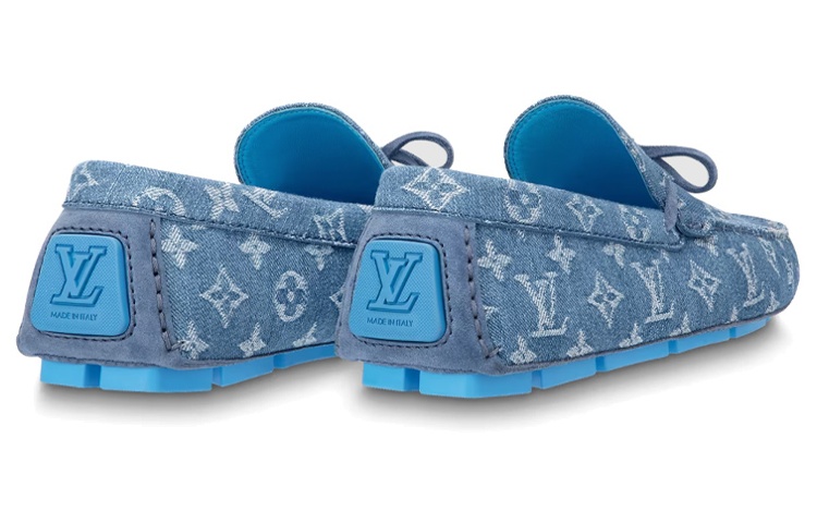 Lookbook Louis Vuitton LV Driver Moccasin Shoes 'Blue Denim Monogram with Blue' 1ABF63
