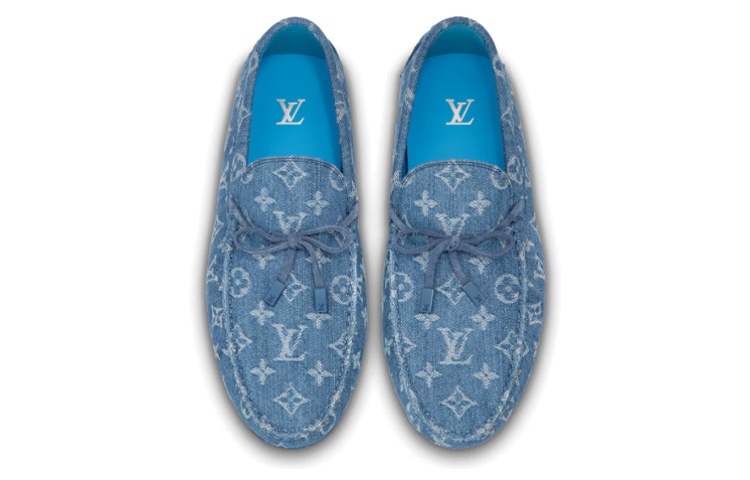 Shop Louis Vuitton LV Driver Moccasin Shoes 'Blue Denim Monogram with Blue' 1ABF63