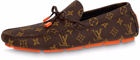 Louis Vuitton LV Driver Moccasin Shoes 'Brown Monogram with Orange' 1ABF7Z Louis Vuitton LV Driver Moccasin Shoes 'Brown Monogram with Orange' 1ABF7Z