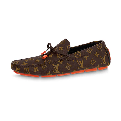 LV LV Driver Moccasin Shoes 'Brown Monogram with Orange'