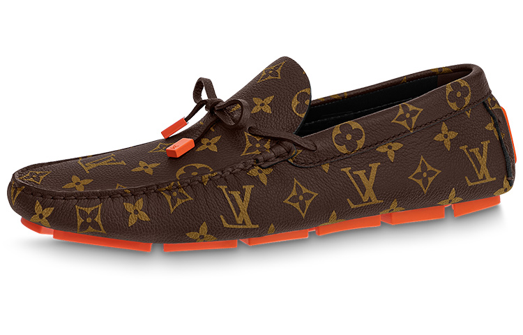 Louis Vuitton LV Driver Moccasin Shoes 'Brown Monogram with Orange' 1ABF7Z