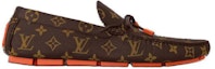 Order Kasut Louis Vuitton LV Driver Moccasin 'Coklat Monogram dengan Oren' 1ABF7Z