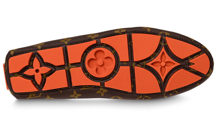 Details for Kasut Louis Vuitton LV Driver Moccasin 'Coklat Monogram dengan Oren' 1ABF7Z