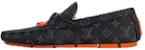 Kasut Louis Vuitton LV Driver Moccasins 'Hitam Monogram dengan Merah' 1AAF38