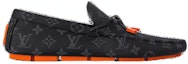 Order Kasut Louis Vuitton LV Driver Moccasins 'Hitam Monogram dengan Merah' 1AAF38