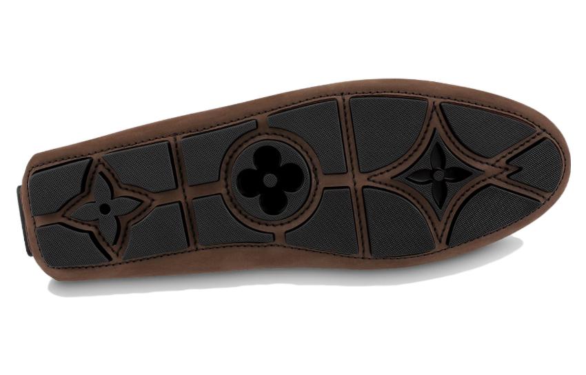 Shop Kasut Louis Vuitton LV Driver Moccasin 'Coklat dengan Hitam' 1ABMRA