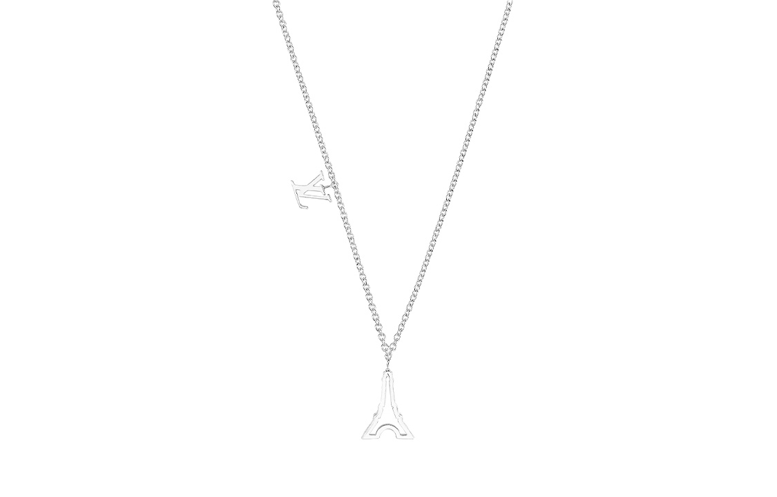 Louis Vuitton LV Eiffel Tower Necklace Unisex Silver. M00523