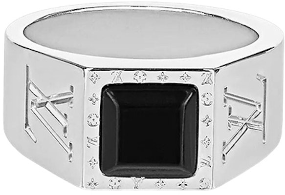 루이 비통 LV 각인 오닉스 스탬프 남성용 메탈 반지 M00698 Order 루이 비통 LV 각인 오닉스 스탬프 남성용 메탈 반지 M00698