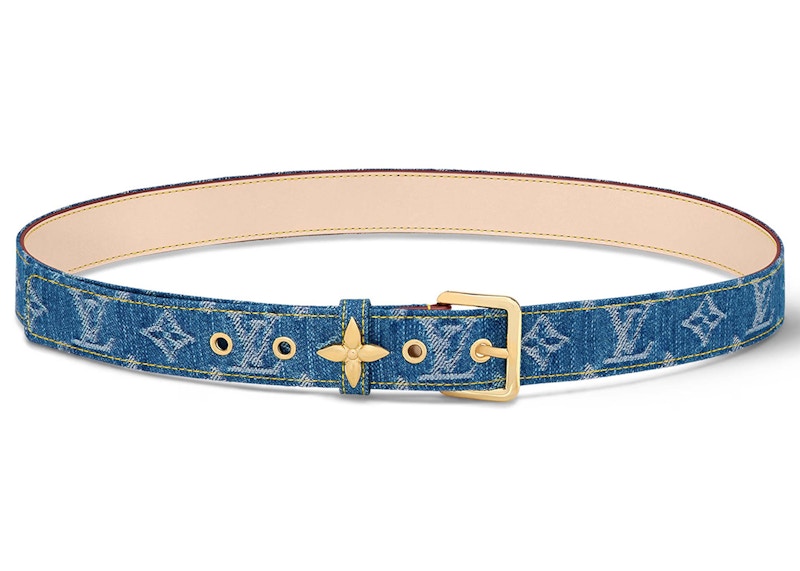 Louis Vuitton LV Flowergram Ardillon 30mm Belt Monogram Denim Blue