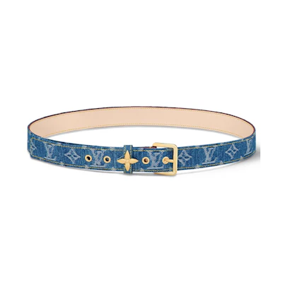 Louis Vuitton LV Flowergram Ardillon 30mm Belt Monogram Denim Blue