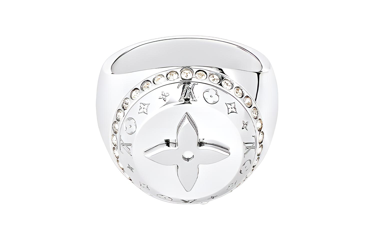 Louis Vuitton LV Globe Pivoting Ring Unisex Silver. M00328