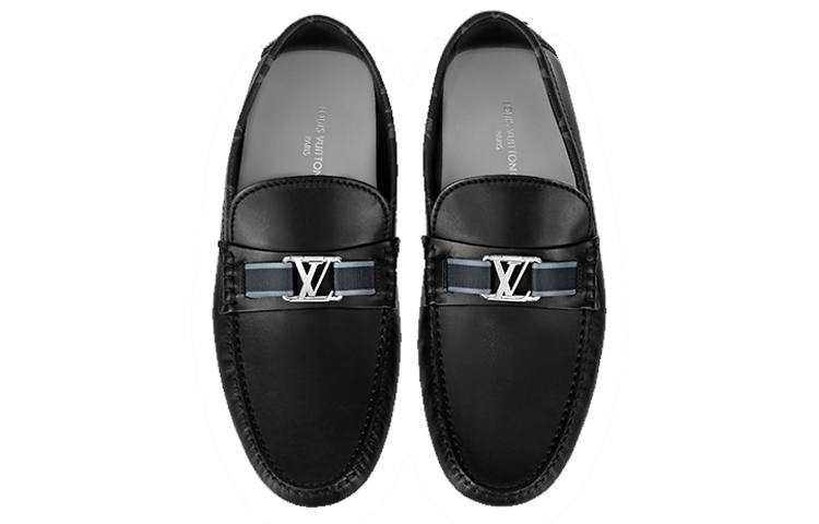 Shop ルイ・ヴィトン ホッケンハイム ローファー モノグラム襟付き (ブラック) 1AA09O