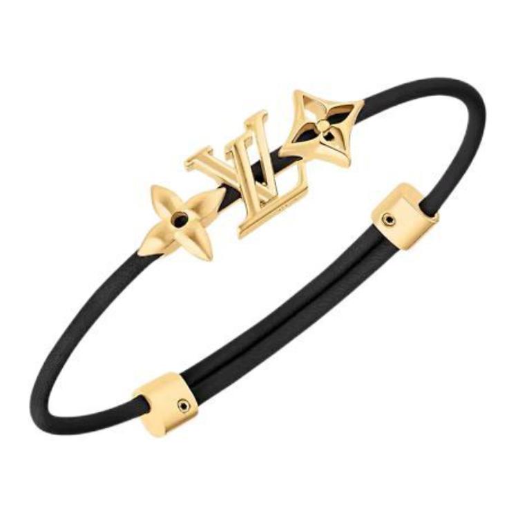 LOUIS VUITTON LV Iconic Flower Metal Leather Bracelet Unisex Black. M8414Z 圖 3