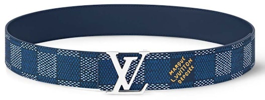 Louis Vuitton LV Initiales 40mm Reversible Belt Damier Heritage Blue Louis Vuitton LV Initiales 40mm Reversible Belt Damier Heritage Blue