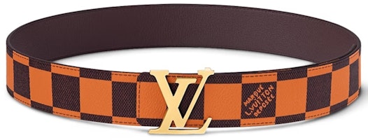Louis Vuitton LV Initiales 40mm Reversible Belt Damier Pop Orange Louis Vuitton LV Initiales 40mm Reversible Belt Damier Pop Orange